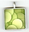 1 31x31mm Antique Silver Lime Epoxy Circles Pendant